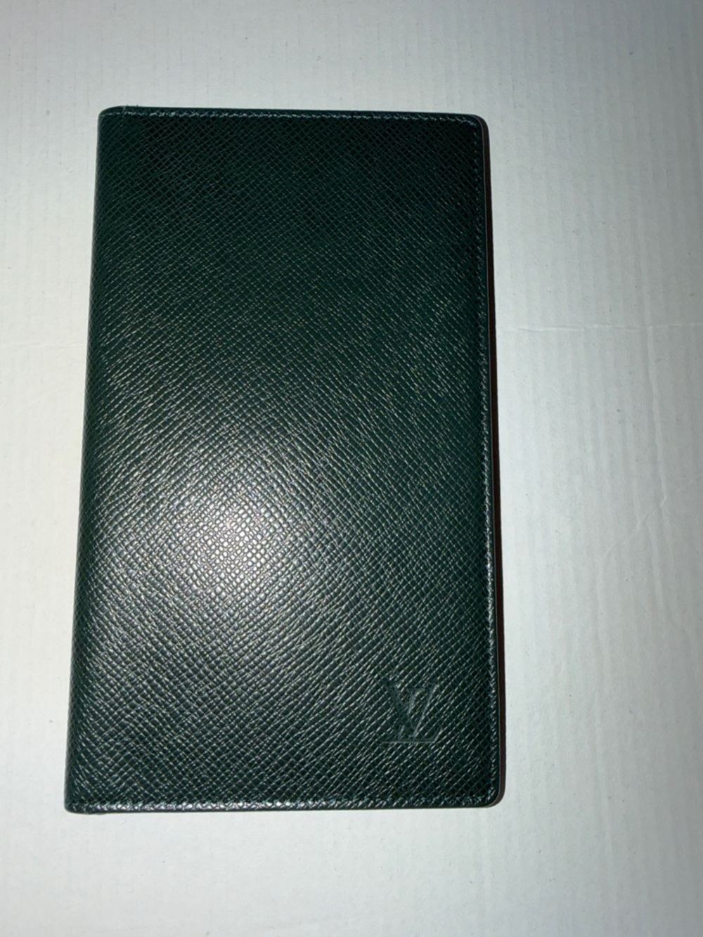 Louis Vuitton Dark Green Saffiano Tall Bifold Card & Key Holder